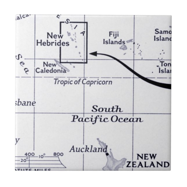 Mapa do oceano de South Pacific (Frente)