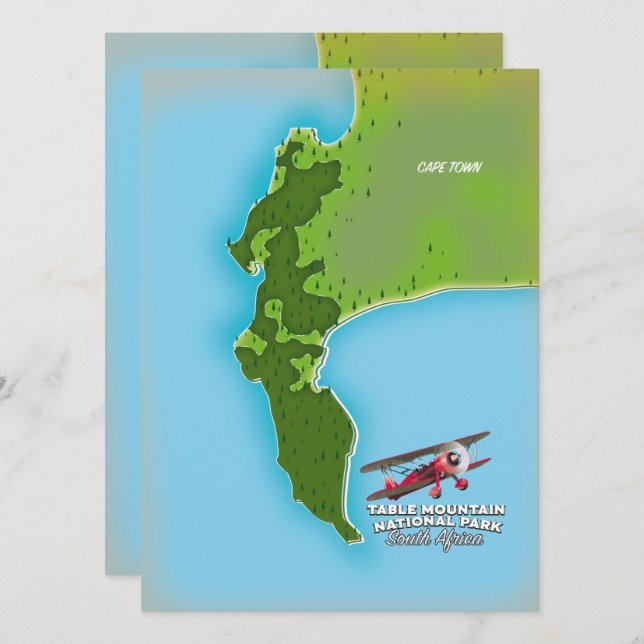 Mapa do Parque Nacional da Montanha mesa na África (Frente/Verso)