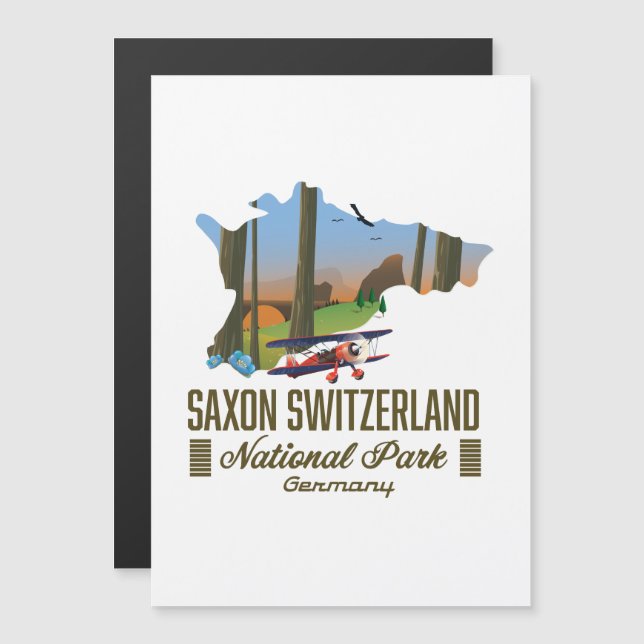 Mapa do Parque Nacional da Suíça Saxônica Alemanha (Frente/Verso)