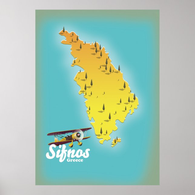 Mapa do Poster da Ilha Grega de Samos (Frente)