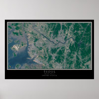 Mapa do Poster de Satélite da Coreia do Sul de Seu