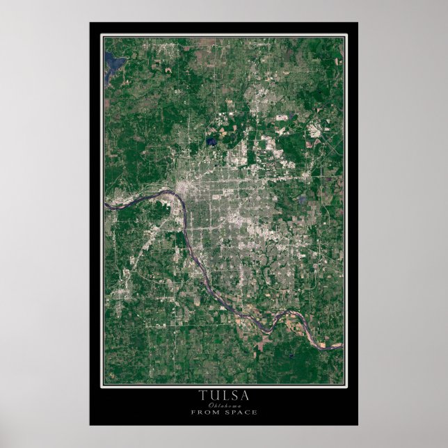 Mapa do Poster de Satélite de Oklahoma Tulsa (Frente)