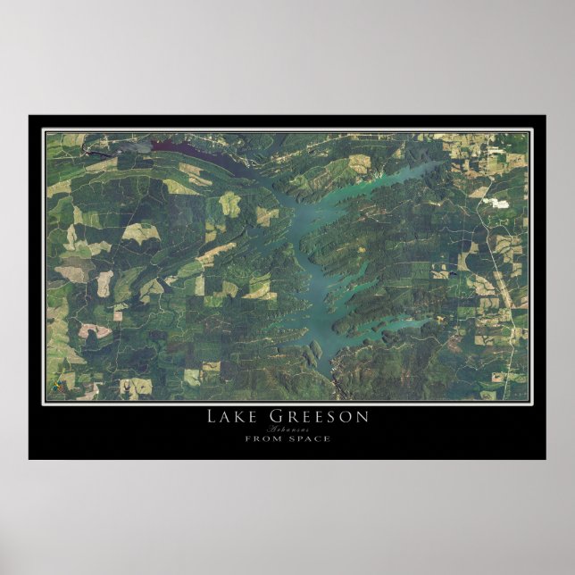 Mapa do Poster de Satélite do Arkansas (Frente)