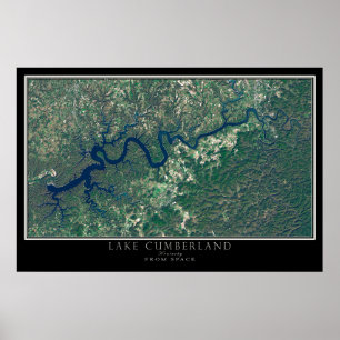 Mapa do Poster de Satélite do Kentucky no Lago Cum