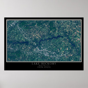 Mapa do Poster de Satélite do Lago Hickory Carolin