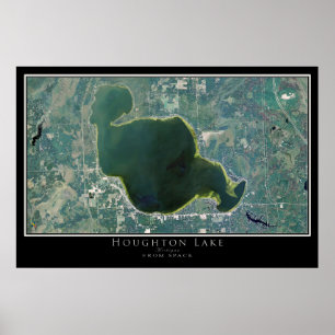 Mapa do Poster de Satélite do Lago Houghton Michig
