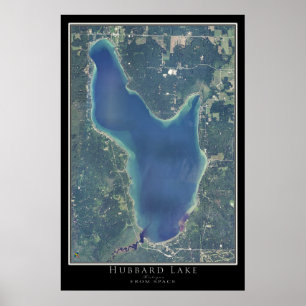 Mapa do Poster de Satélite do Lago Hubbard Michiga