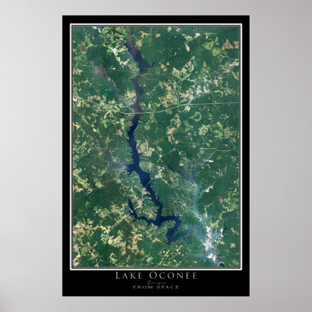 Mapa do Poster de Satélite do Lago Oconee Georgia (Frente)