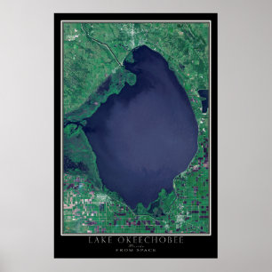 Mapa do Poster de Satélite do Lago Okeechobee na F