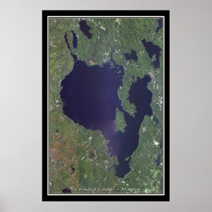 Mapa do Poster de Satélite do Lago Sebago Maine