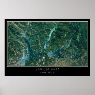 Mapa do Poster de Satélite do Lago Shasta Californ