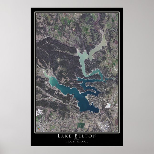 Mapa do Poster de Satélite do Texas Belton Lake (Frente)