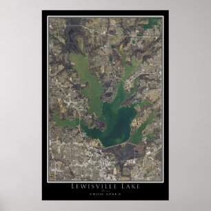 Mapa do Poster de Satélite do Texas do Lago Lewisv