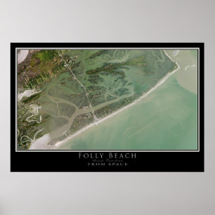 Mapa do Poster de Satélite Folly Beach South Carol