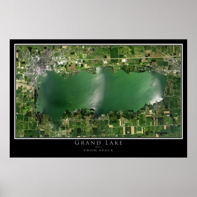 Mapa do Poster de Satélite Grand Lake Celina Ohio (Frente)