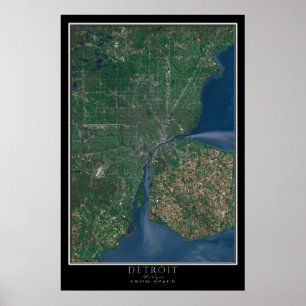 Mapa do Poster de Satélites de Detroit Michigan