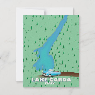 Mapa do pôster de viagem do Lago Garda Itália