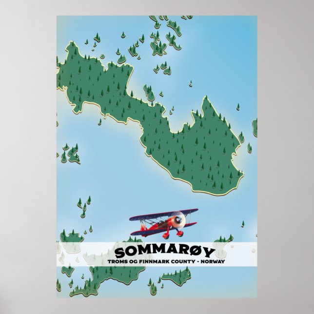 Mapa do poster de viagens da Sommarøy Norway (Frente)