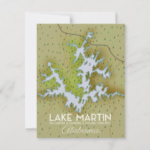 Mapa do Poster de viagens do Lago Martin Alabama.