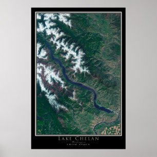 Mapa do Poster do Lago Chelan Washington