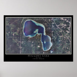 Mapa do Poster do Lago Higgins Michigan