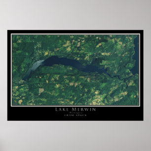 Mapa do Poster do Lago Merwin Washington