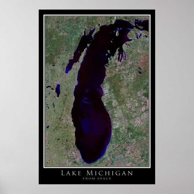 Mapa do Poster do Lago Michigan (Frente)