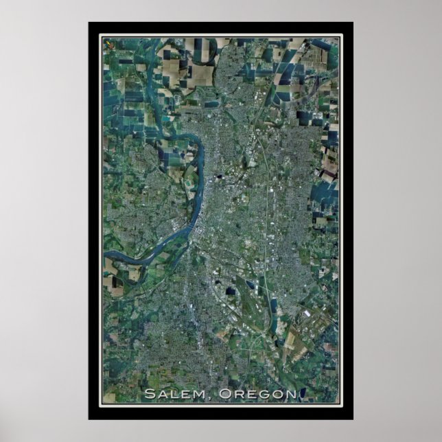 Mapa do Poster do Satélite Salem Oregon (Frente)