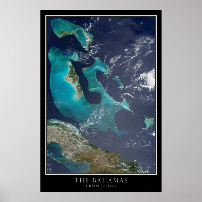 Mapa do Poster por Satélite das Bahamas (Frente)