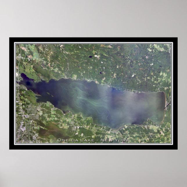 Mapa do Poster por Satélite do Lago Oneida, Nova Y (Frente)