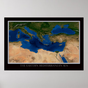 Mapa do Poster por Satélite do Mediterrâneo Orient