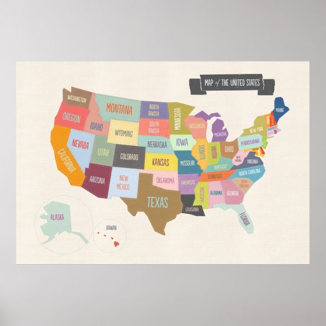 Mapa do poster USA XL (Frente)