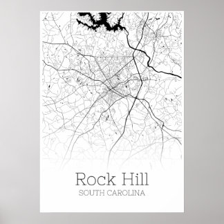 Mapa do Rock Hill - Carolina do Sul - Poster do Ma