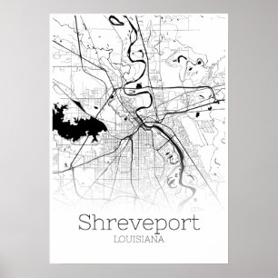 Mapa do Shreveport - Loiusiana - Poster do mapa da