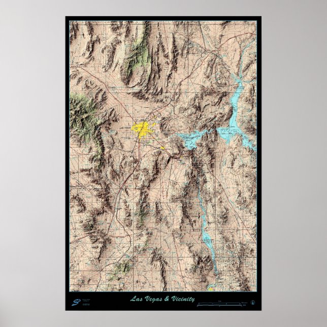 Mapa do sul de Nevada, EUA pôster satélite (Frente)