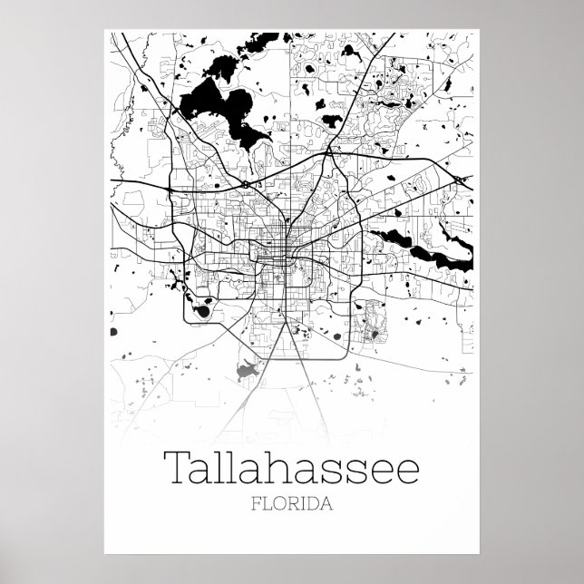 Mapa do Tallahassee - Flórida - Poster do Mapa da  (Frente)
