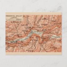 Mapa do Vale de Yosemite em Cartão Postal