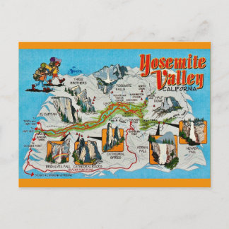 Mapa do Vale de Yosemite em Cartão Postal