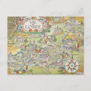 Mapa do Vale do Loire da França Cartão Postal