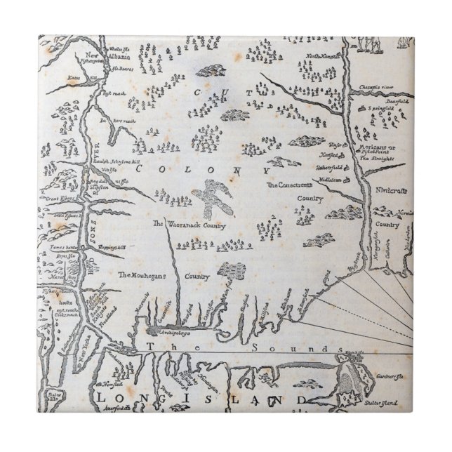 Mapa do vintage de Connecticut (Frente)