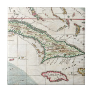Mapa do vintage de Cuba e de Jamaica (1763)