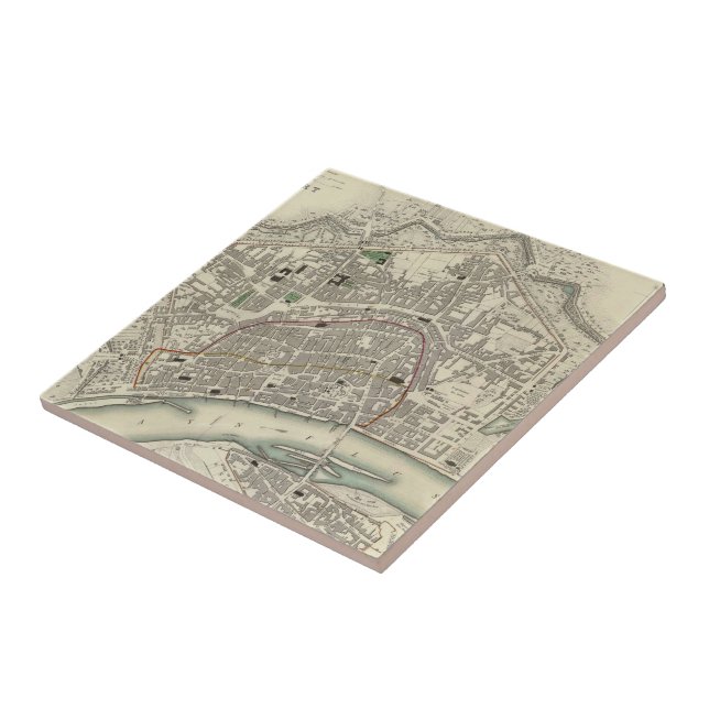 Mapa do vintage de Francoforte Alemanha (1837) (Lateral)