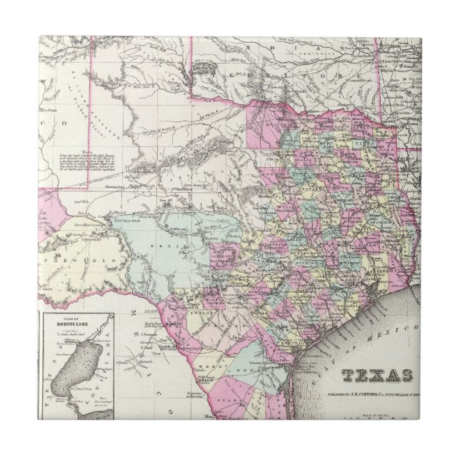 Mapa do vintage de Texas (1855) (Frente)