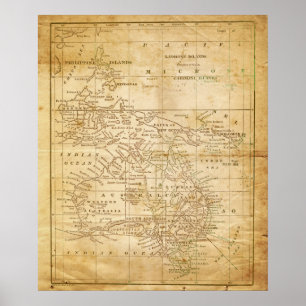 Mapa do vintage do impressão arquivístico de