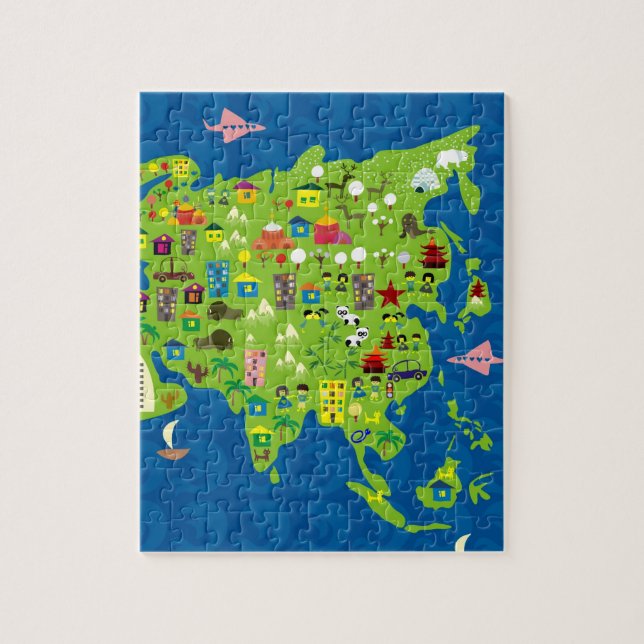 Mapa dos desenhos animados do quebra-cabeça de (Vertical)