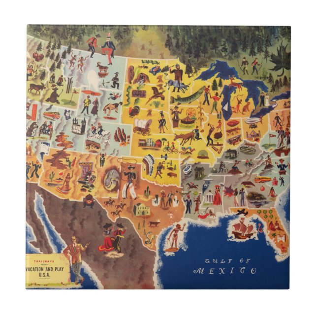 Mapa dos Estados Unidos - férias e jogo (Frente)