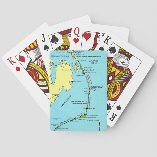 Mapa dos Outer Banks Postcard Cartas de Baralho (Verso)