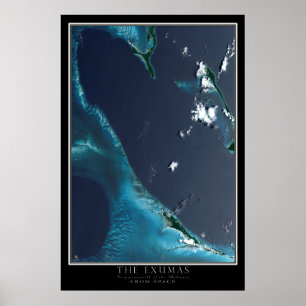 Mapa dos Poster de Satélite Exumas Bahamas