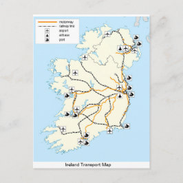 Mapa dos Transportes da Irlanda, cartão postal irl