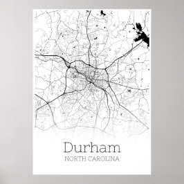 Mapa Durham - Carolina do Norte - Poster do Mapa d